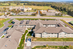 Avail Senior Living | Exterior aerial road and fields view