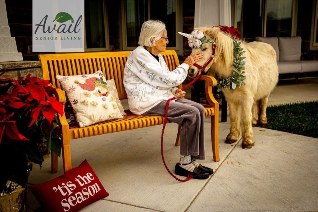 Avail Senior Living | Ellie the Unicorn visiting residents