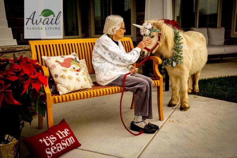 Avail Senior Living | Ellie the Unicorn visiting residents